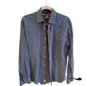 Tommy Hilfiger Men's Custom Fit Blue Plaid Long Sleeve Button Down Shirt S